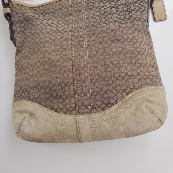 COACH East-West Jacquard Signature Suede Shoulder Bag Hobo Purse F11395 Handbag - Picture 14 of 16